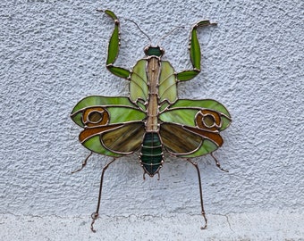 Atrapasol de mantis religiosa de vitral, adorno colgante para ventana con forma de insecto