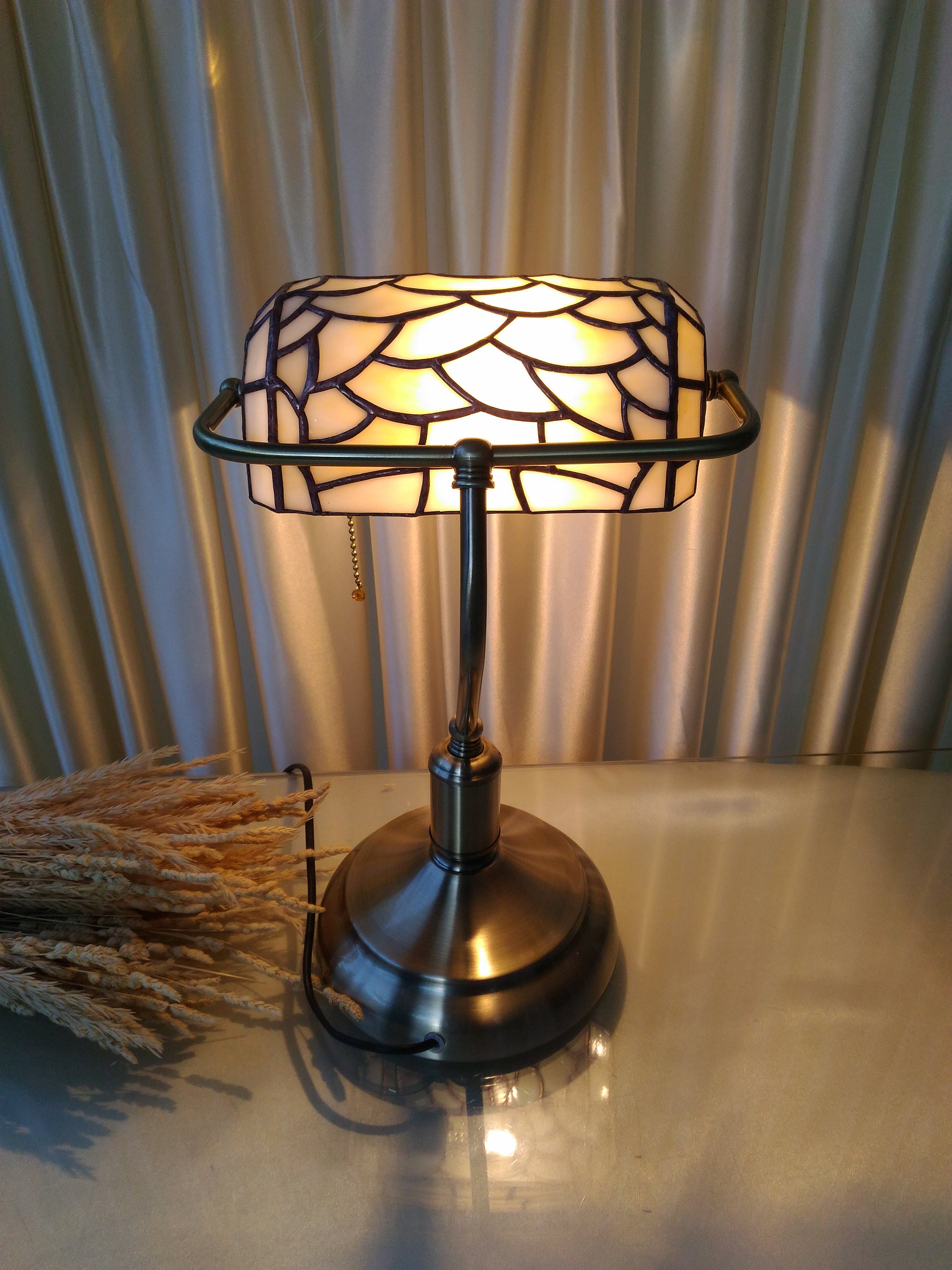 Tiffany Lamp Stained Glass Lamp Banker Lamp Lamp Shade Table