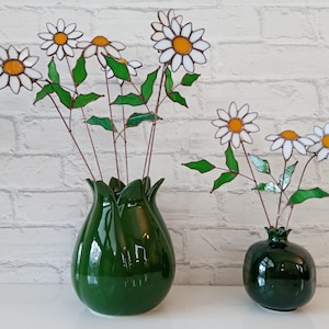 Stained Glass Daisy Flowers Bouquet Suncatcher, Everlasting Daisy Flowers, Stained Glass Daisy Flower Window Home Decor