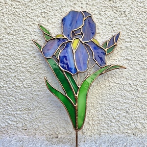 Stained Glass Iris Suncatcher: February Birth Flower Table Decor