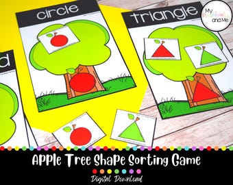 activities on shapes for preschoolers  | preschool shape activities  | preschool printables | apple activities | homeschool activities
