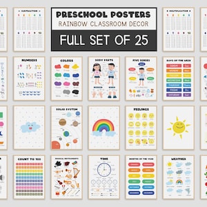25 Educational Posters Set For Playroom, Kids, Toddlers, Educational Prints, Homeschool Printable Wall Art, Preschool Classroom Decor