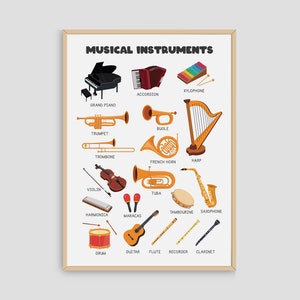 Musical Instruments Poster Printable Wall Art Digital, Montessori Homeschool Educational Posters For Kids, Preschool Math Classroom Decor