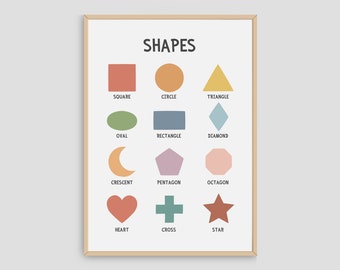 Shapes Poster: Math Classroom Decor, Kids Wall Art (Digital Download)