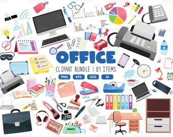 Office Supplies Watercolor Clipart Set, Cute Office Work Stationery Png  Files Bundle, Work From Home Digital Download, Office clipart