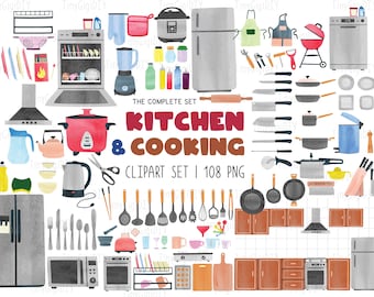 Kitchen Utensils Clipart Bundle, Cooking Clipart Set Png, Kitchen Png, Cooking Png, Kitchen Supplies Sublimation Download, Kitchen Clipart