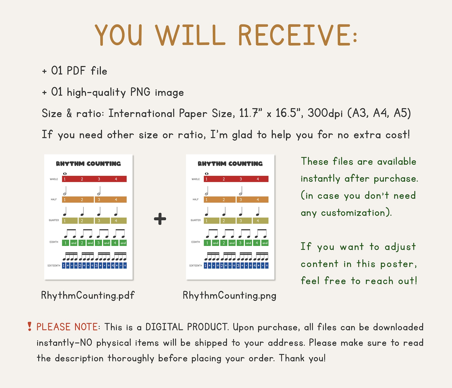 Rhythm Counting Music Theory Poster, Music Education Art (digital ...