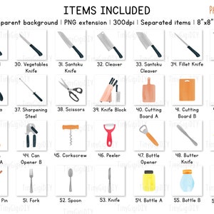 Kitchen Utensils Clipart Bundle, Cooking Clipart Set Png, Kitchen Png, Cooking Png, Kitchen Supplies Sublimation Download, Kitchen Clipart image 3