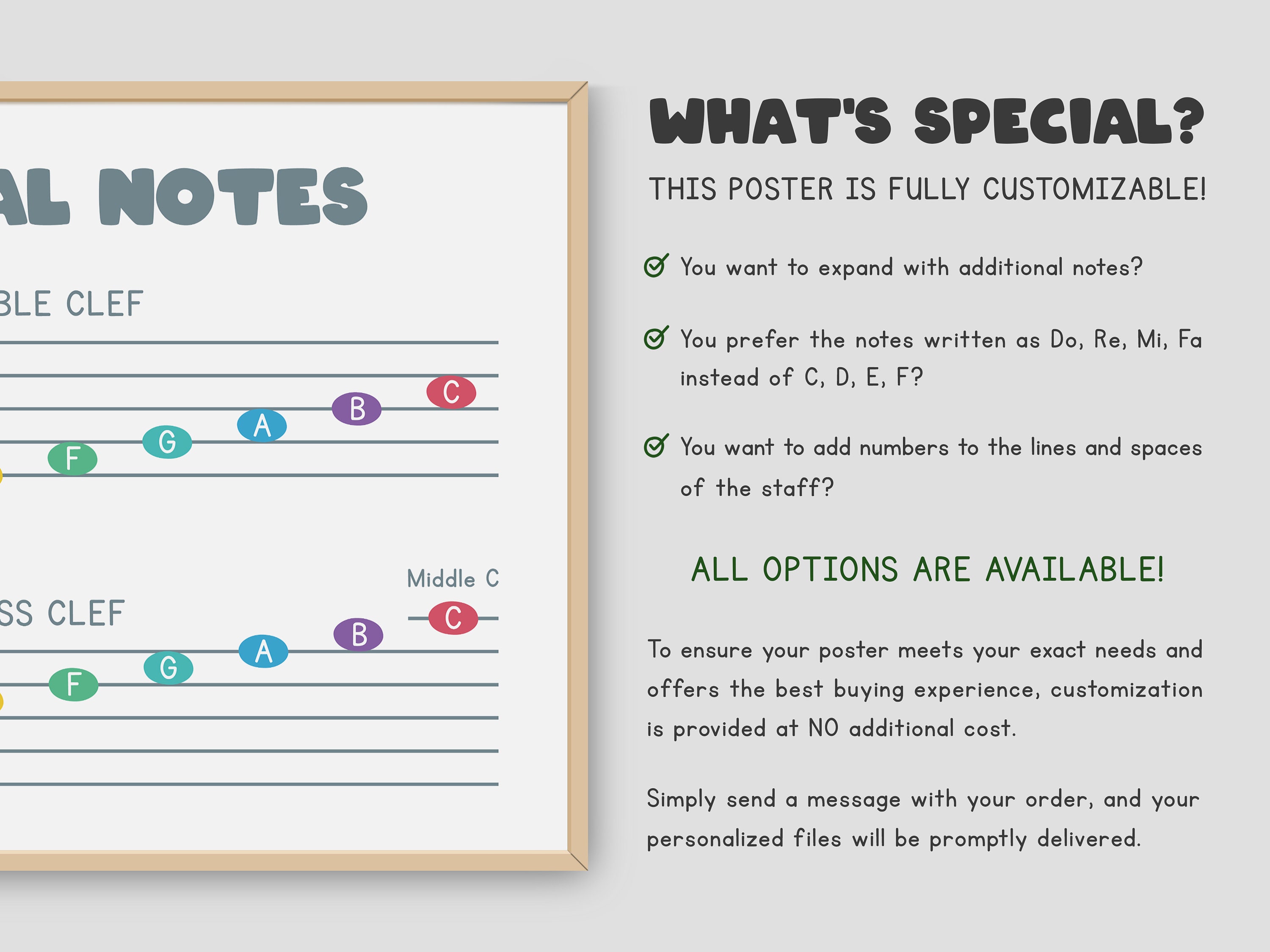 Music Notes Chart: Treble & Bass Clef for Kids (printable PDF) - Etsy