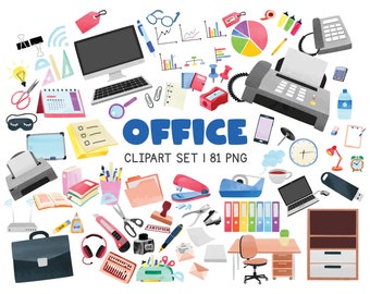 Office Supplies Watercolor Clipart Set, Cute Office Work Stationery Png Clip Art Bundle, Work From Home Digital Download, Office clipart