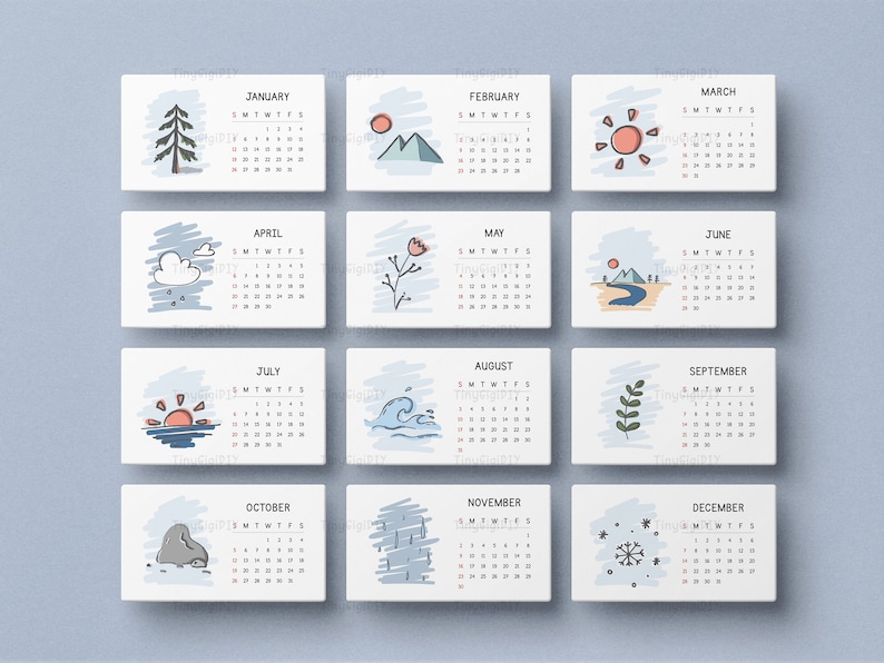 2025 Mini Calendar, Super Simple Calendar, Pocket Calendar Cards 2025 ...