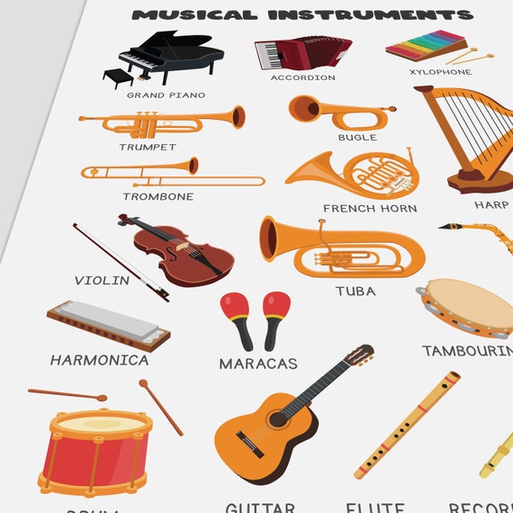 Musical Instruments Poster Printable Wall Art Digital, Montessori Homeschool Educational Posters For Kids, Preschool Math Classroom Decor