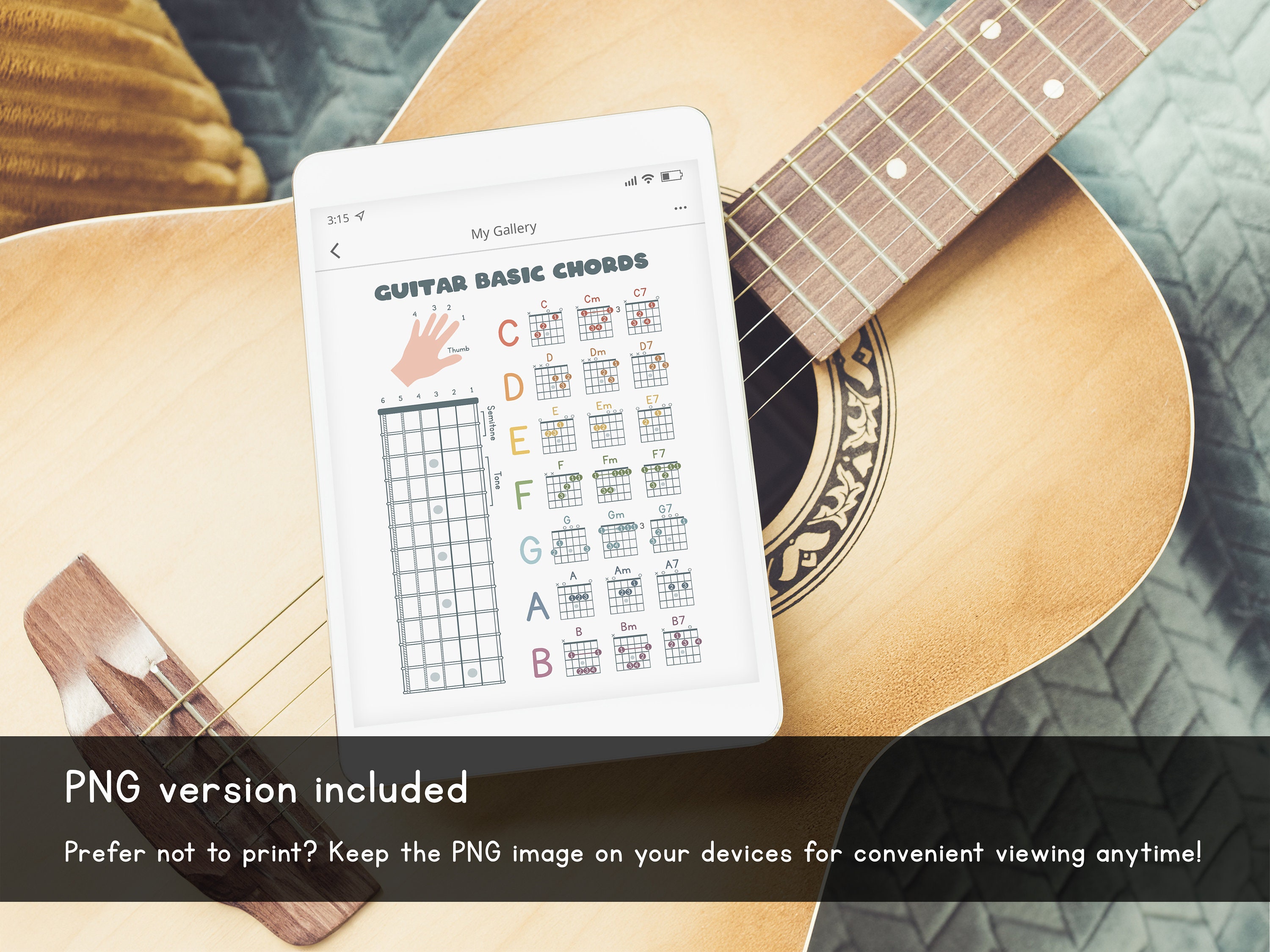 Guitar Basic Chords PDF, Guitar Chords, Music Theory Poster for ...