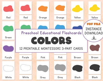 Colors Flashcards: Montessori 3-Part Cards for Toddlers (Digital Download)