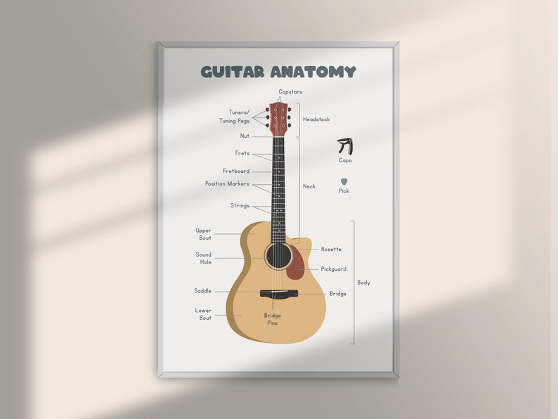 Guitar Anatomy Simple Chart PDF, Guitar Theory Poster for Beginners ...
