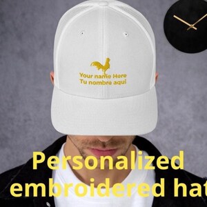 Personalized Embroidered Rooster Gallo Trucker Cap