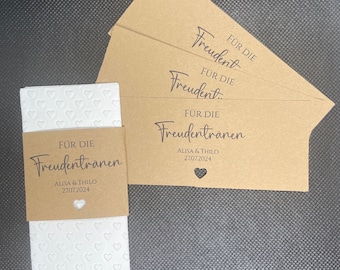 DIY Freudentränen Banderole für Taschentücher aus Kraftpapier - Hochzeit - mit Herz - Im Set