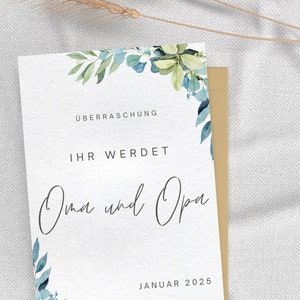 Schwangerschaft verkünden Karte neutral Boho süß Text personalisiert Baby Überraschung