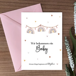 Schwangerschaft verkünden Karte Regenbogen Baby Überraschung