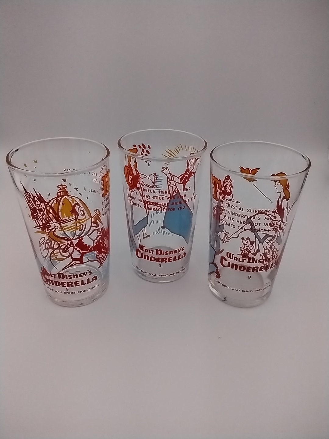 Disney Cinderella Jelly Jar Glasses Vintage Etsy