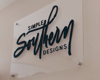 Acrylic Business Sign | Business Sign For Wall | Office Sign | Salon Decor  | Business Wall Sign | Clear Office Sign | Acrylic Name Sign