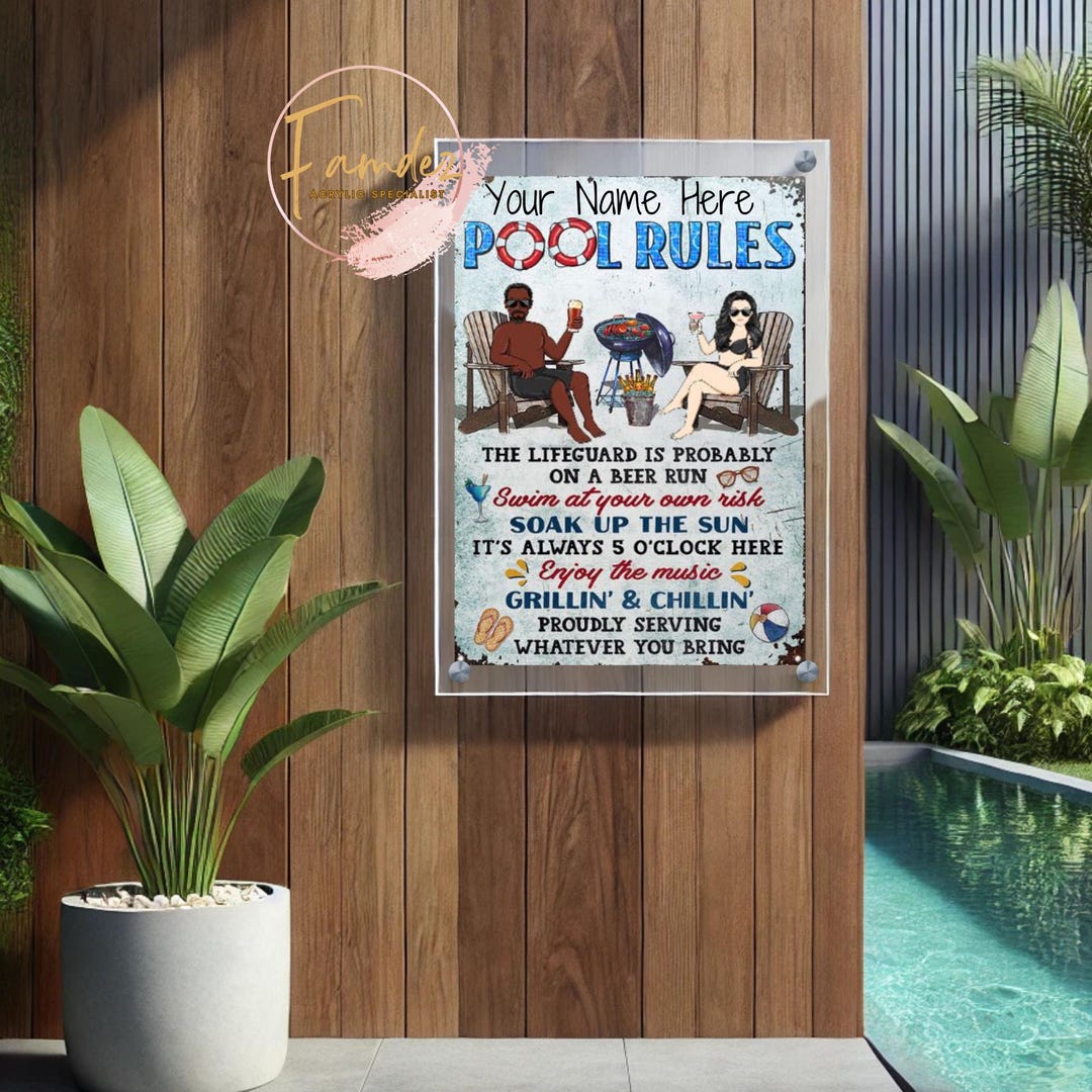Personalized Pool Rules Acrylic Sign | Custom Summer Acrylic Sign ...