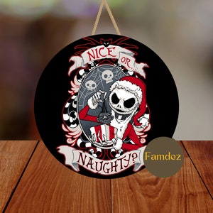 NICE OR NAUGHTY Halloween Door Sign, Halloween Door Sign,Horror Characters, Halloween Door Hanger,Halloween movie,Horror Character door sign