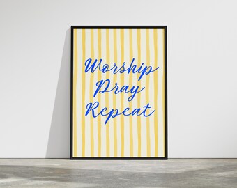 Pray Repeat Wall Art Poster