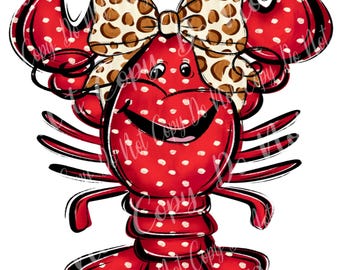 Crawfish bow PNG design, Printable download, handdrawn crawfish download, Crawfish coquette png, Sublimation design, Crawfish design, design