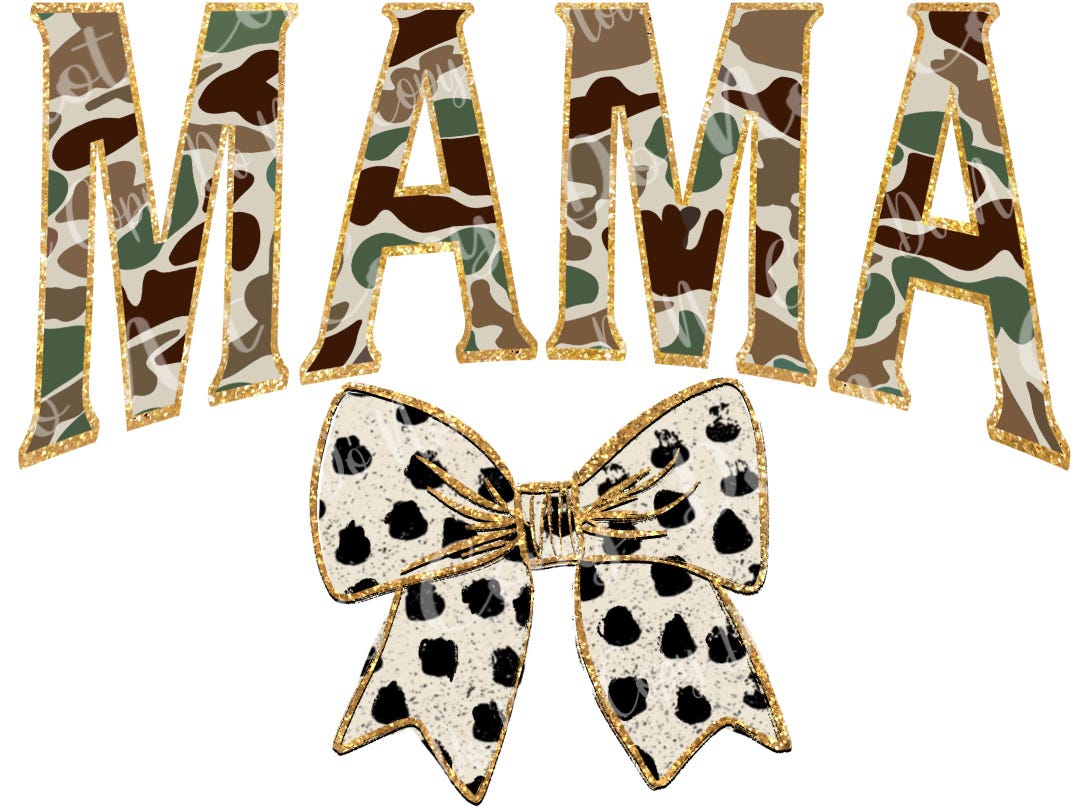 Camo Coquette Glitter Mama Png | Mama Bow Design | DTF Sublimation ...