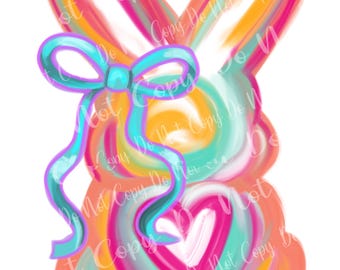 Easter bunny brushstroke Coquette Png Girls spring rabbit painted Design Dtf Girls spring Png EasterDesign Acrylic Brushstroke bright preppy