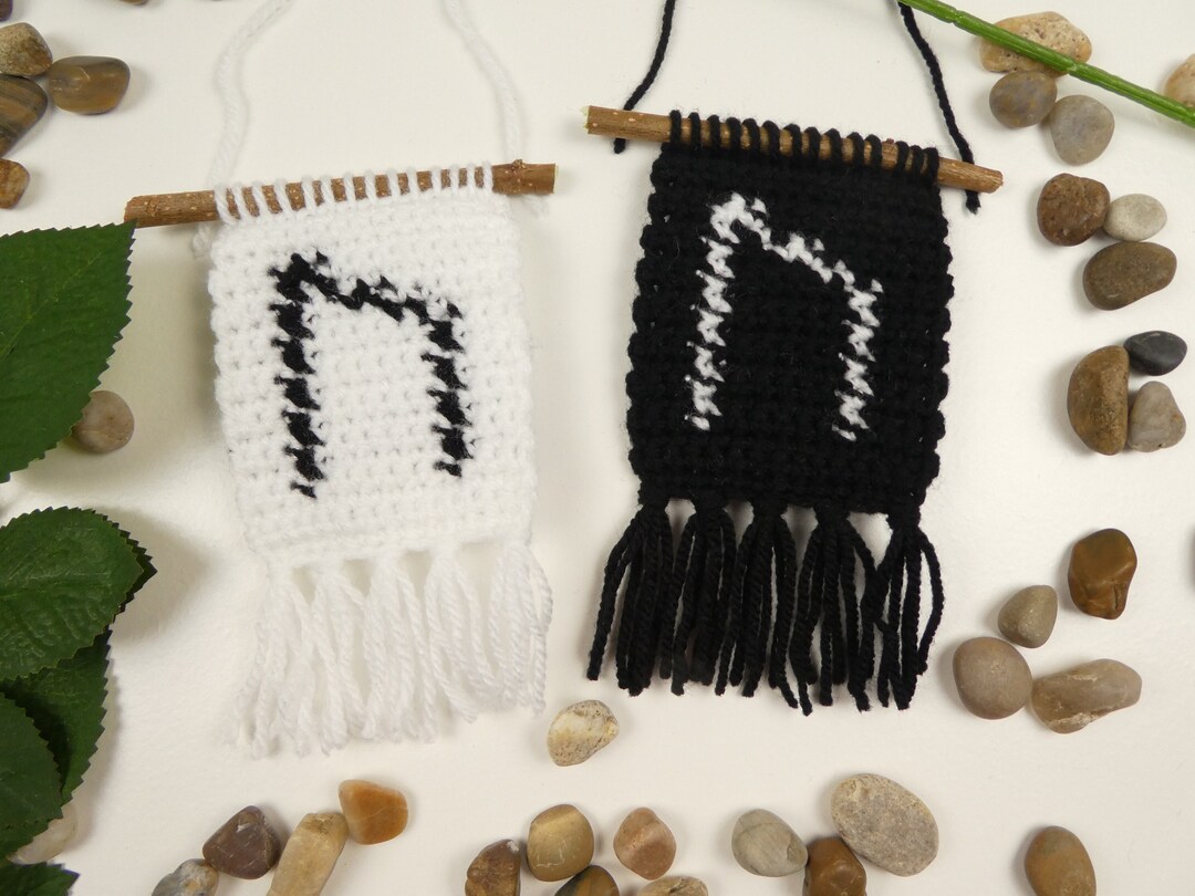 Crochet Runes Crochet Patterns the Elder Futhark Uruz Wall Hanging Crochet Wall ...