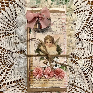 Feminine Christmas Junk Journal, Handmade Journal, one of a kind Journal, Flip-Flop journal
