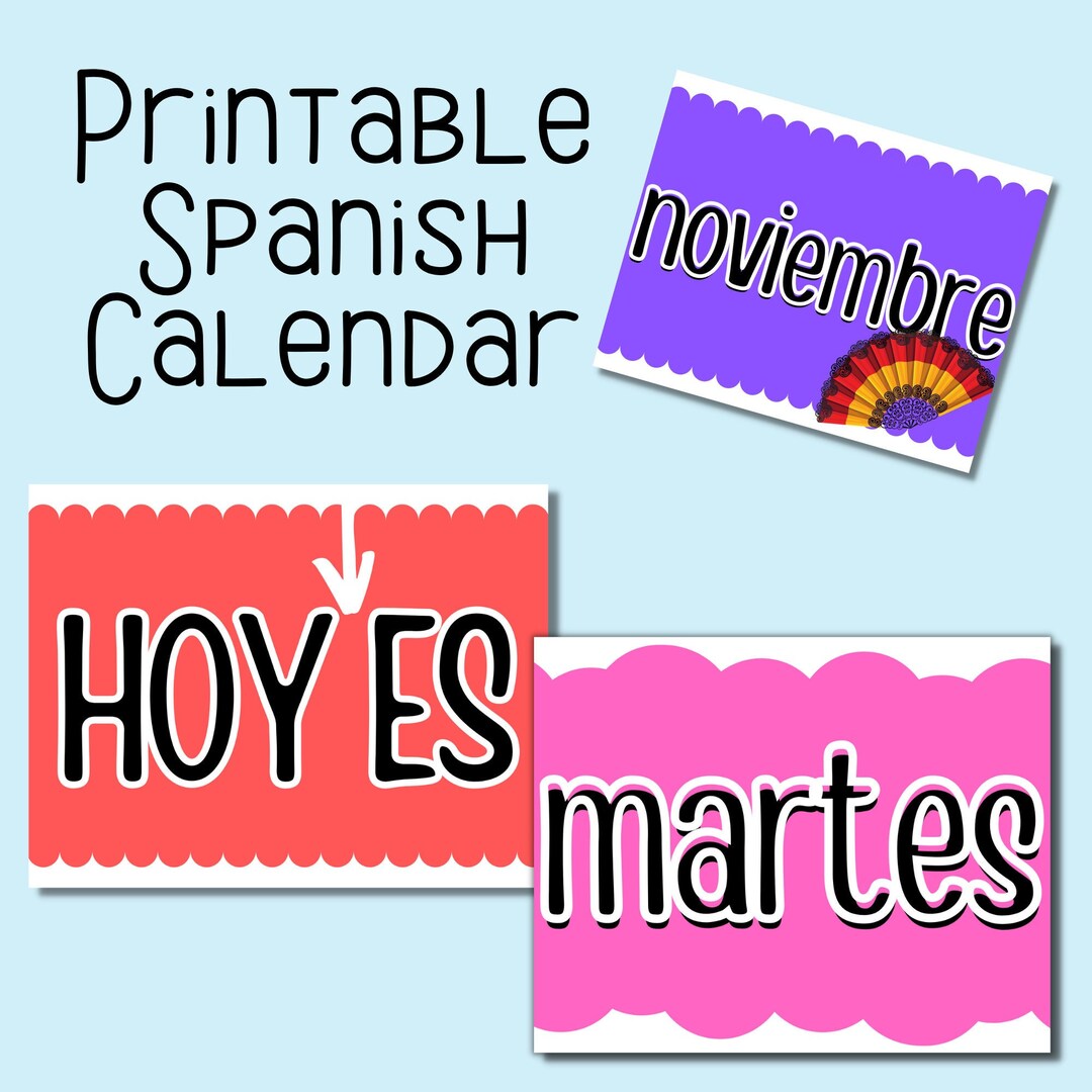 Spanish Calendar Set Printable Spanish Calendar Calendario Etsy