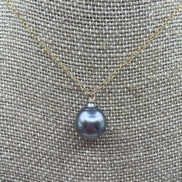 Baroque Tahitian pearl gold filled necklace