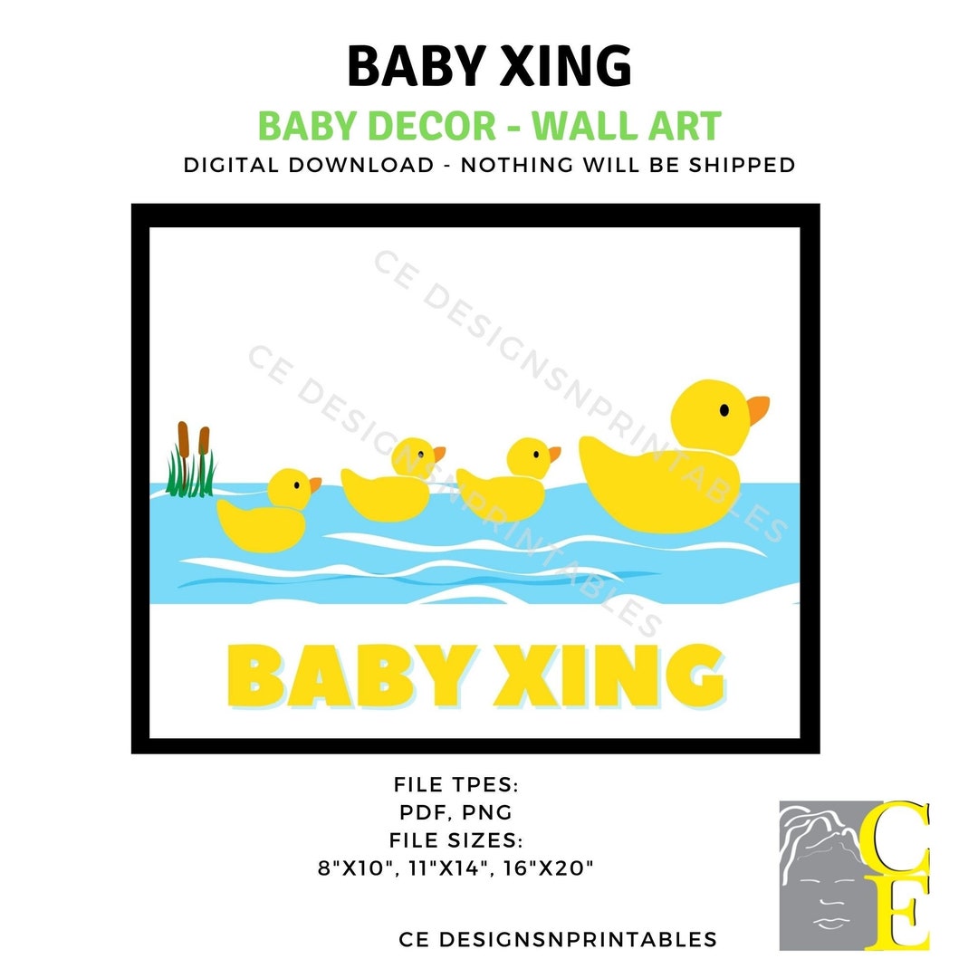 Rubber Duck Wall Art Baby Duck Baby Crossing Art Nursery Etsy