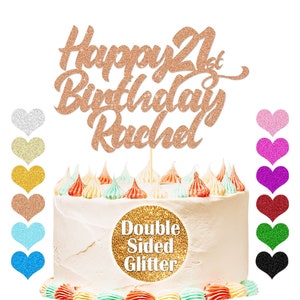 Personalized Cake Topper Custom Happy Birthday Cake Decoration with Any Name Age Multicolour Glitter Cake Topper 16th 18th 21st 30th 40th