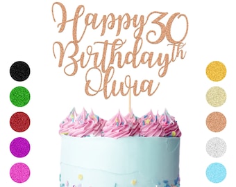 Personalized Cake Topper Custom Happy Birthday Cake Decoration with Any Name Age Glitter Cake Topper 16th 18th 21st 30th 40th 50th Birthday