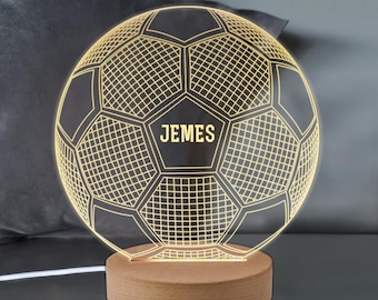 Personalized LED Desk Table Lamp Soccer Ball Design Night Light Custom football gifts for boys Birthday gifts for boys 7 Colours Flashing