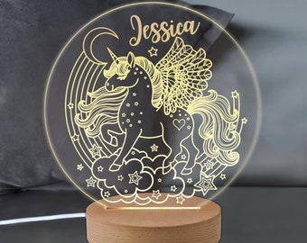 Personalized unicorn gifts for girls LED Desk Table Lamp nursery Night Light Gifts for Girls kids children Birthday 7 LED Colours Flashing