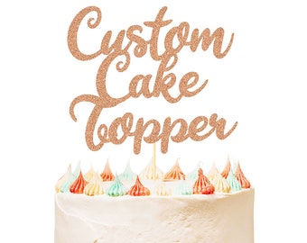 Personalized Happy Birthday Cake Topper Personalized with Any Text Any Name and Any Age - Made from 400 Gram Non-shed Double Sided Glitter