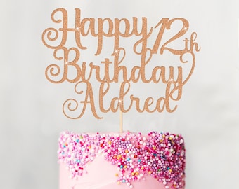 Personalized Cake Topper Custom Happy Birthday Cake Decoration with Any Name Age Glitter Cake Topper 16th 18th 21st 30th 40th 50th Birthday