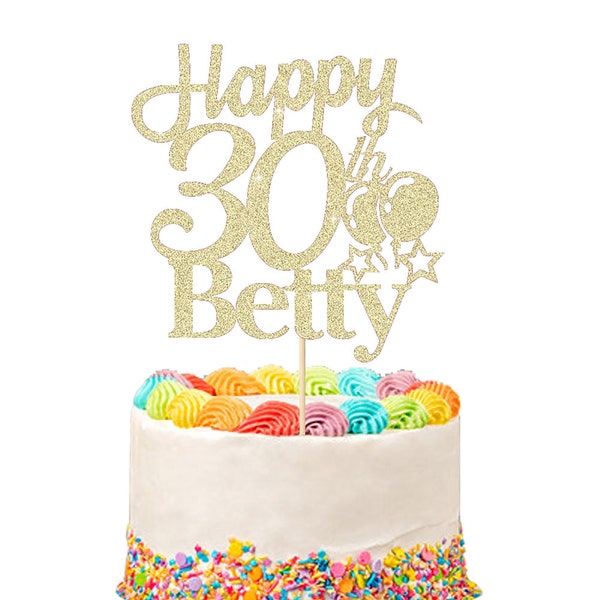 Personalized Happy Birthday Cake Topper Custom Cake Decoration with Any Name Age Multicolour Glitter Cake Topper 16th 18th 21st 30th 60th