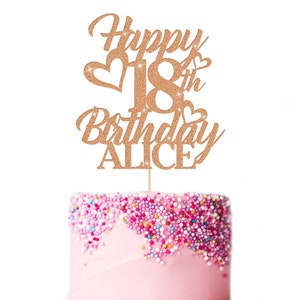 Décoration de gâteau personnalisée Joyeux anniversaire Décoration de gâteau avec n'importe quel nom Âge Multicolore Glitter Cake Topper 16ème 18ème 21ème 30ème 40ème