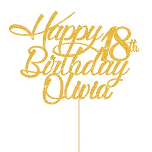 Personalized Cake Topper Custom Happy Birthday Cake Decoration with Any Name Age Multicolour Glitter Cake Topper 16th 18th 21st 30th 40th