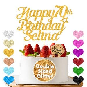 Personalized Cake Topper Custom Happy Birthday Cake Decoration with Any Name Age Glitter Cake Topper 16th 18th 21st 30th 40th 50th Birthday