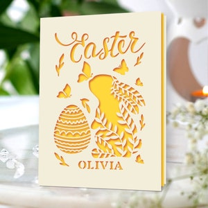 Personalized Happy Easter Cards Custom Happy Easter Gifts for Daughter Granddaughter Grandson Son Easter Cards for Wife Mum Bunny Card image 4