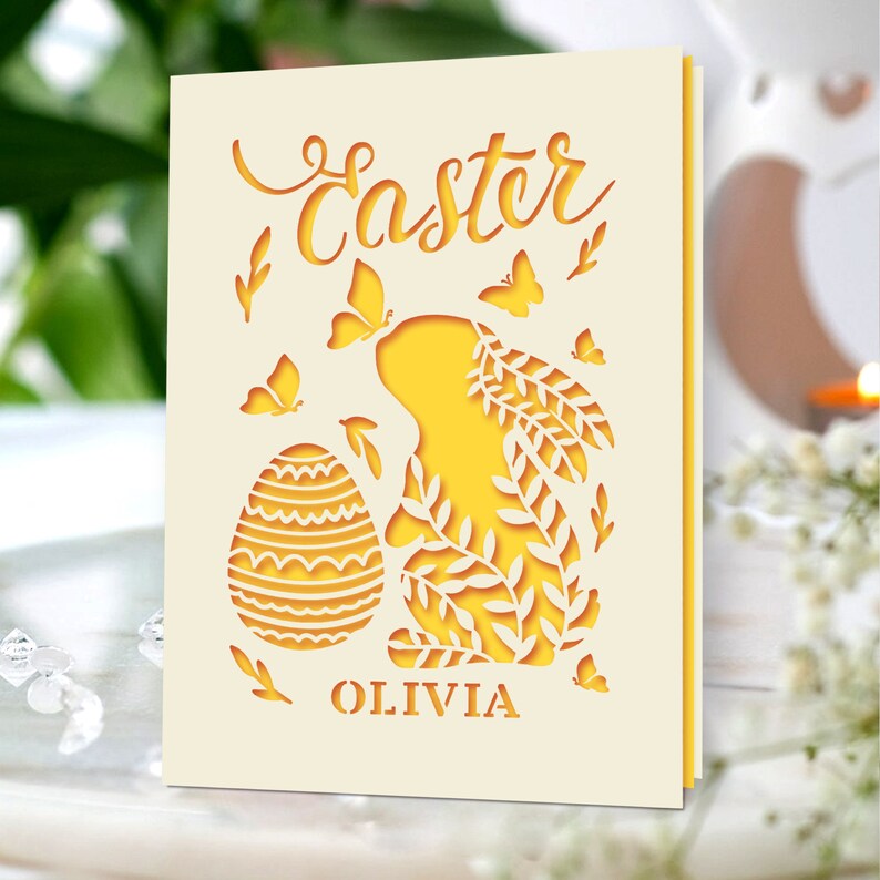 Personalized Happy Easter Cards Custom Happy Easter Gifts for Daughter Granddaughter Grandson Son Easter Cards for Wife Mum Bunny Card Gold