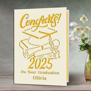 Personalised Graduation Cards for Him Her Graduates Students Congratulations Laser Paper Cut Class of 2025 Greeting Cards with Any Name
