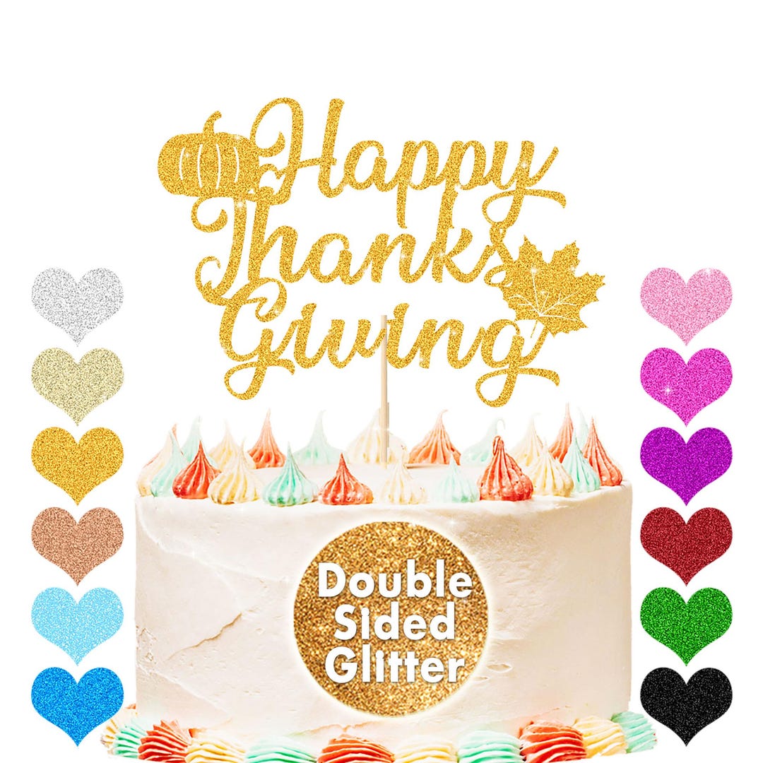 Happy Thanksgiving Cake Topper - 6 Inch Maple Leaf Fall Theme Party Decoration